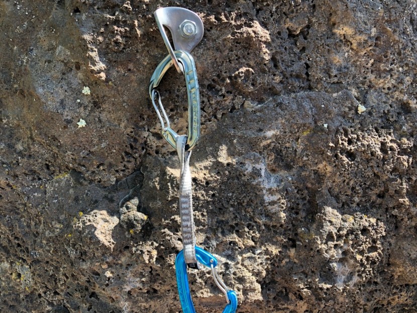 trango phase quickdraw - this draw had the propensity to flip over like this just below the...