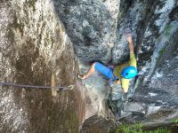 Multi-pitch sport climbing is one of the joys of Index, Washington...