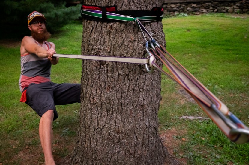 slackline - tensioning this line without the tensioning ring is adequate for...