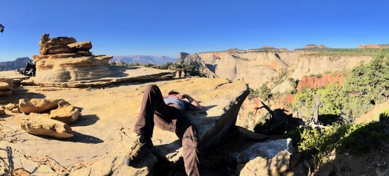 stance poly blend - sweating it out on the summit of lady mountain in the stance.
