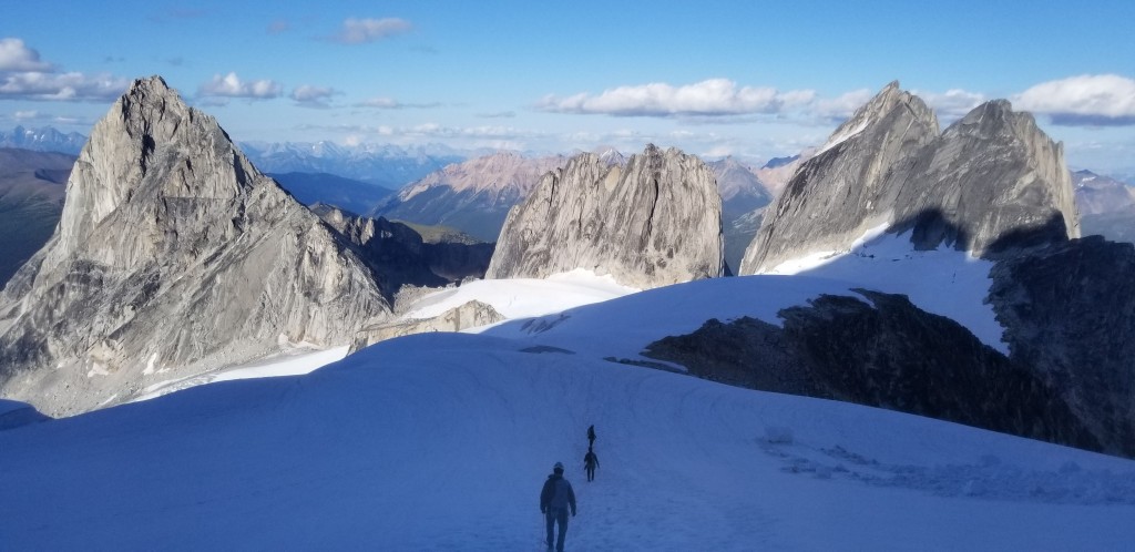 locking carabiner - descending as a party of four on one rope while crossing glaciers in...