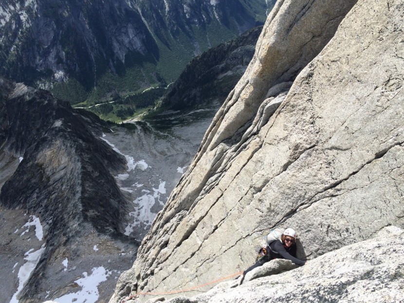 mammut revelation - mike donaldson dragging the rope up another rope-stretching pitch...