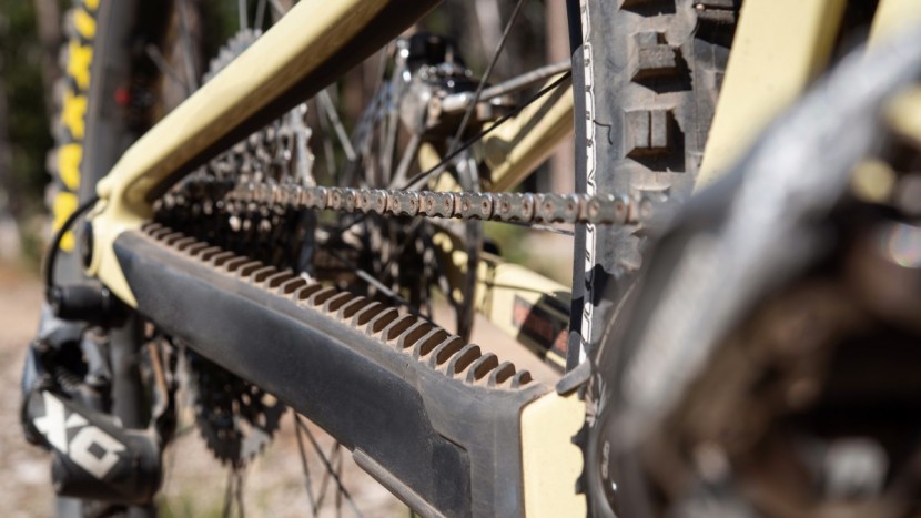 the integrated chainstay protector worked well to help keep this...