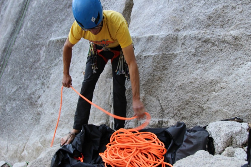 rope bag - flaking into the speedster, which has a substantial tarp.