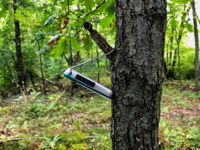 biolite powerlight mini - the simple wire stand allows the light to hang from a hook or branch...