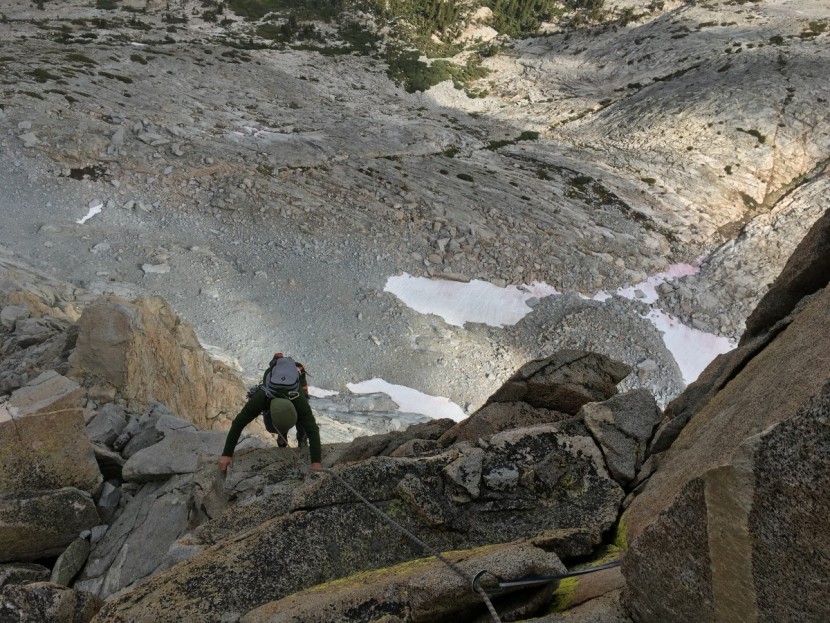 black diamond bullet - this pack does little to inhibit climbing movement.