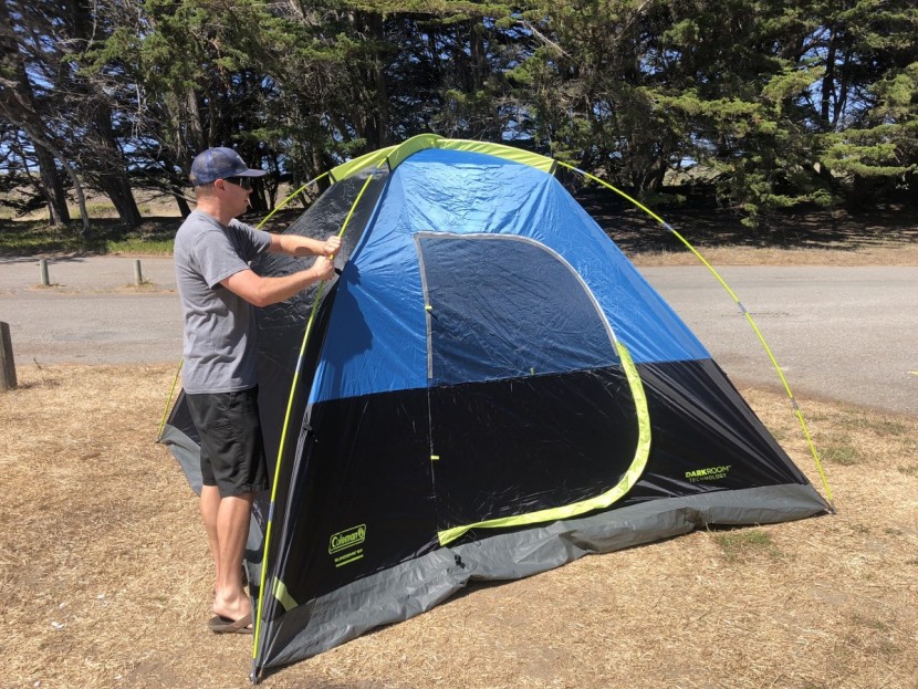 coleman dark room sundome 6 - setup is a quick and easy one-person task.