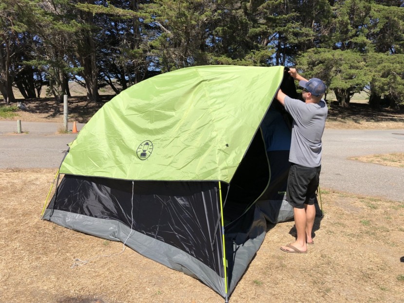 coleman dark room sundome 6 - though the fly doesn&#039;t go all the way to the ground, the fabric on...