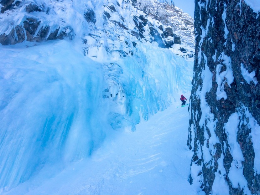 at bindings - not all backcountry skiing is narrow, steep, and this photogenic...