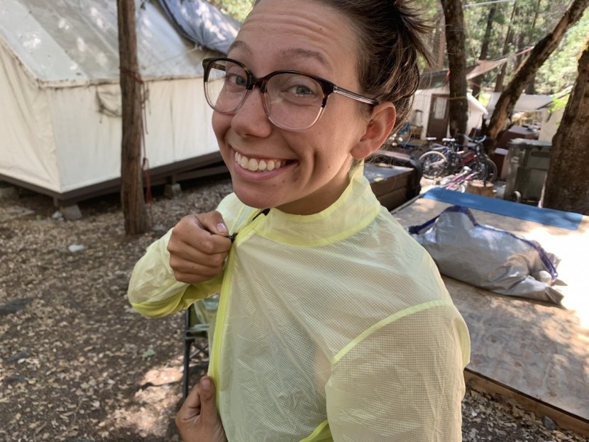 arc&#039;teryx cita sl for women - zipping up the sturdy collar of the hoodless cita sl