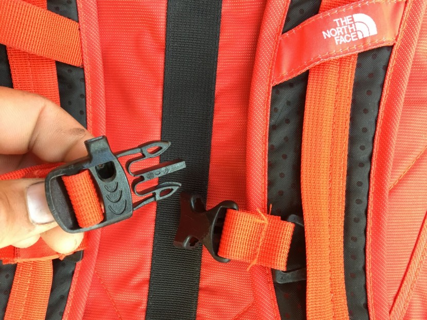climbing backpack - a whistle integrated into the sternum strap buckle is a feature we...