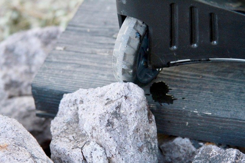 osprey sojourn 80l - the plastic wheels showed wear and tear after three months of use...