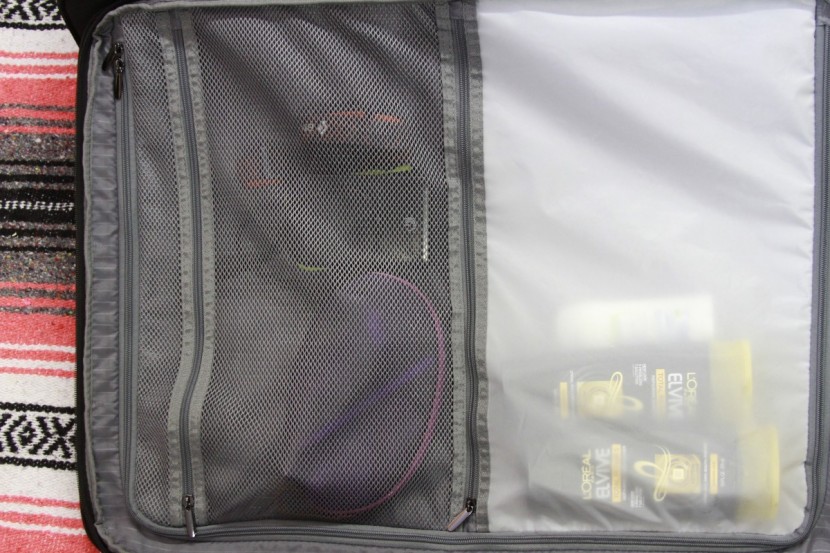 amazon basics expandable softsided 29 - a look at the organized compartment that offers great storage options.