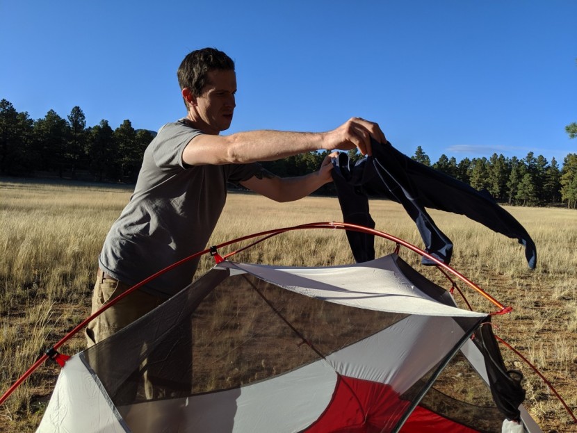 norrona equaliser - stretched out in the sun on the top of our tent, this top dried out...