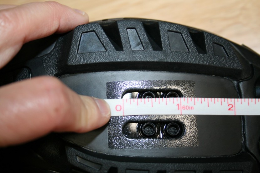 giro empire vr90 for women - there is 1 1/16" of fore/aft cleat adjustment.
