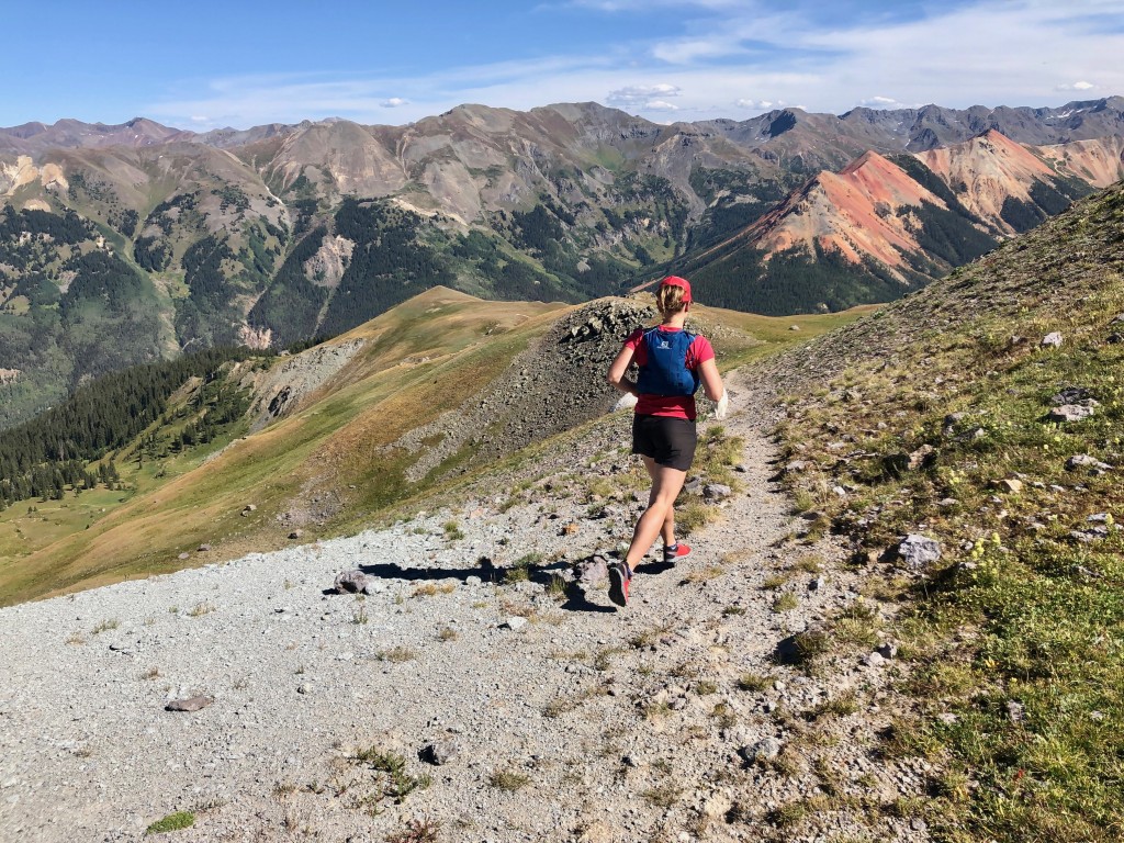 trail running shoes womens - amber (our main tester) runs out steep trails in ouray, colorado...