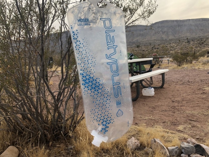 platypus hoser - here we dry out the bladder at the campground. unfortunately, it...