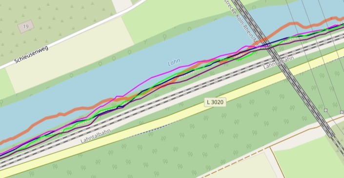 polar ignite - the orange line shows that the polar ignite tracked us in the river...