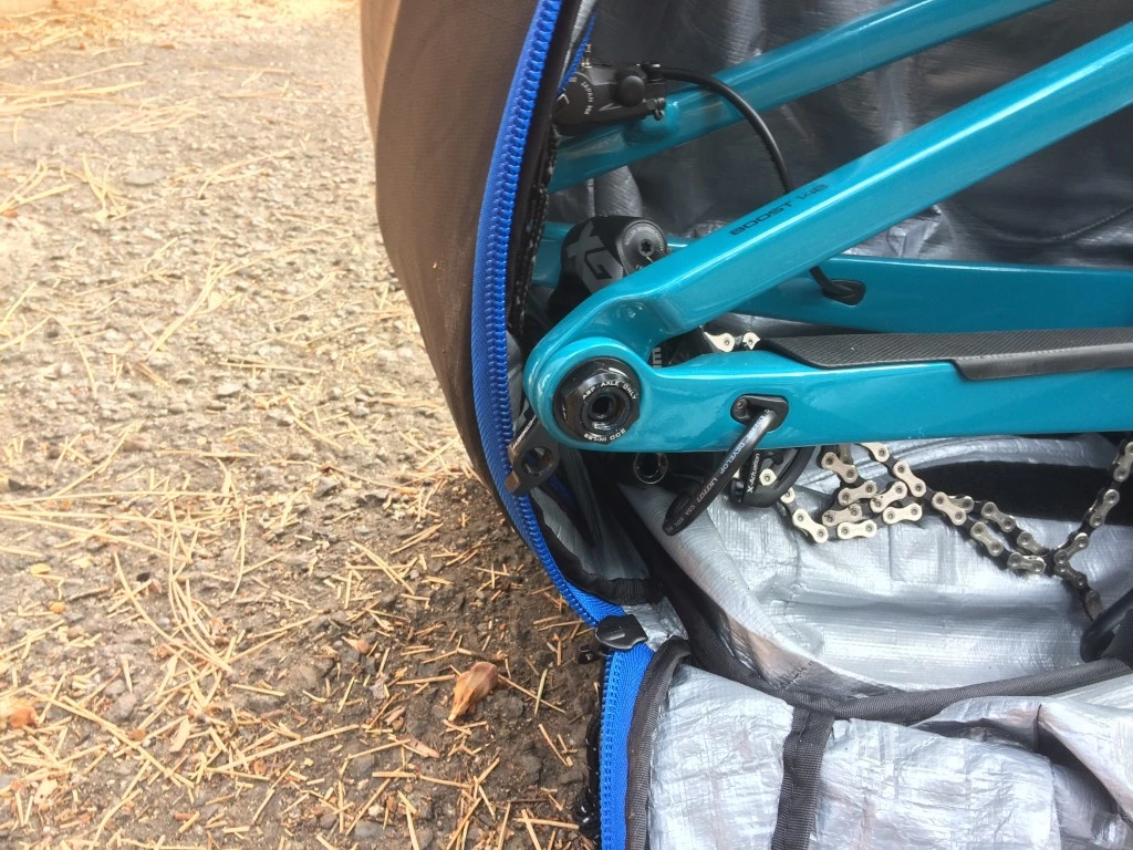 thule round trip traveler bike travel case review - even with the derailleur removed, the hanger is pretty exposed, we...