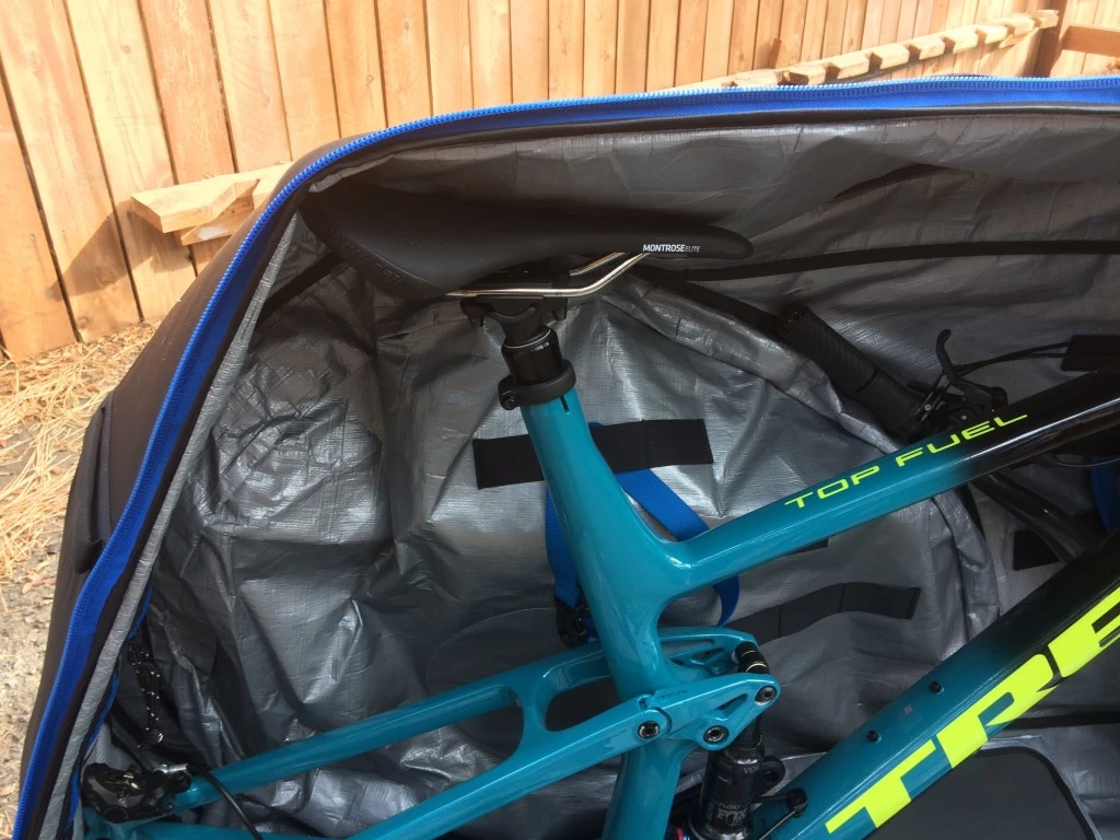 thule round trip traveler bike travel case review - our seat barely fit within the bag. this photo was taken with almost...