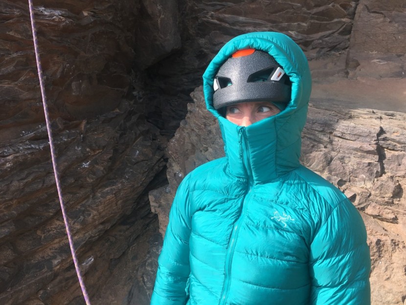 arc'teryx cerium sv hoody for women - the stormhood on the cerium sv seals in warmth, no matter the weather.