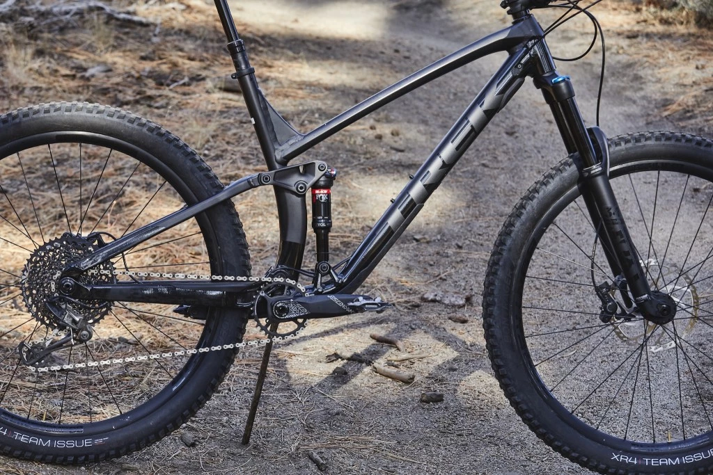 trek fuel ex 8 trail mountain bike review - the frame has a look typical of recent trek full-suspension designs...