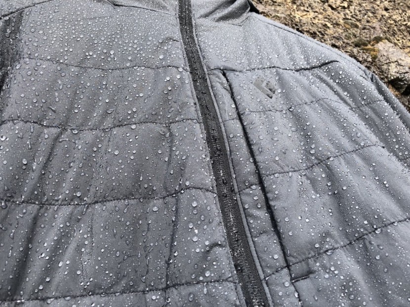 black diamond first light stretch hoody - as you can see, the dwr coating is pretty effective at causing water...