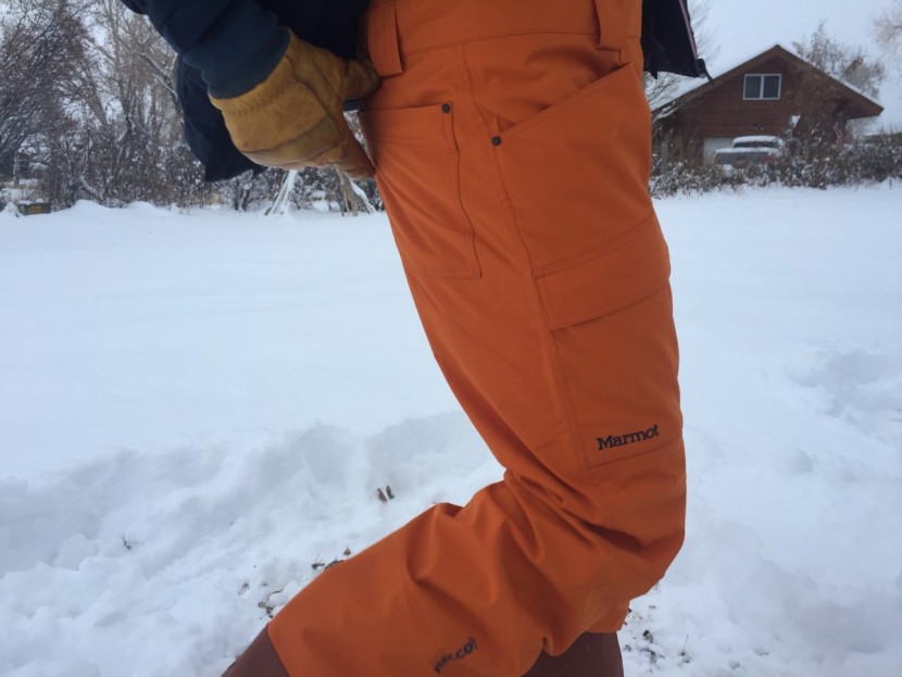 marmot discovery bib - the open pocket design is a big flaw in the discovery bibs' weather...