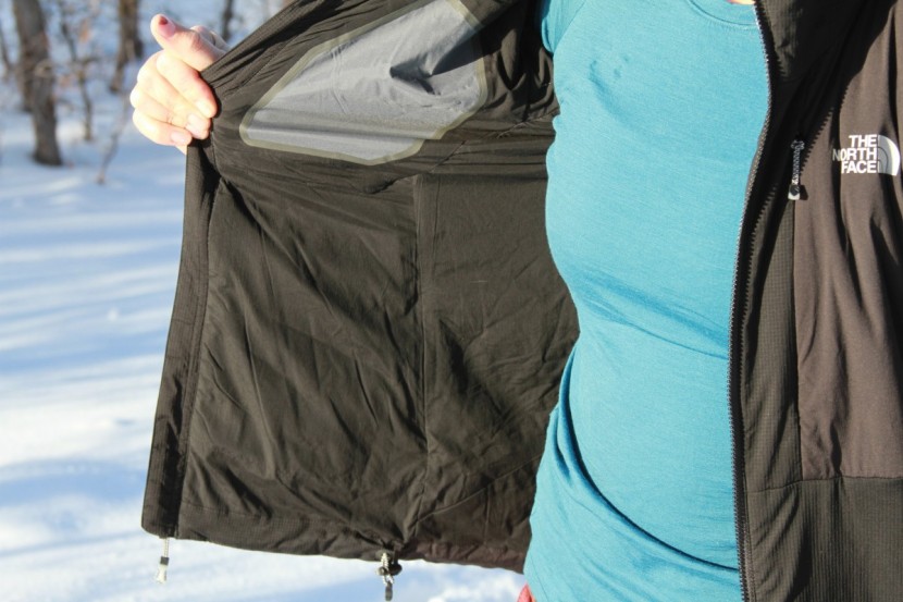 the north face summit l3 ventrix 2.0 hoodie for women - a look at the interior of the jacket that is quite breathable.