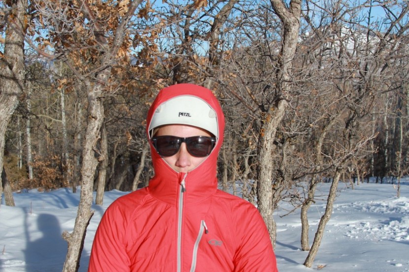 outdoor research refuge air hoody for women - though the hood fits a helmet, we wouldn&#039;t say it&#039;s designed for one.