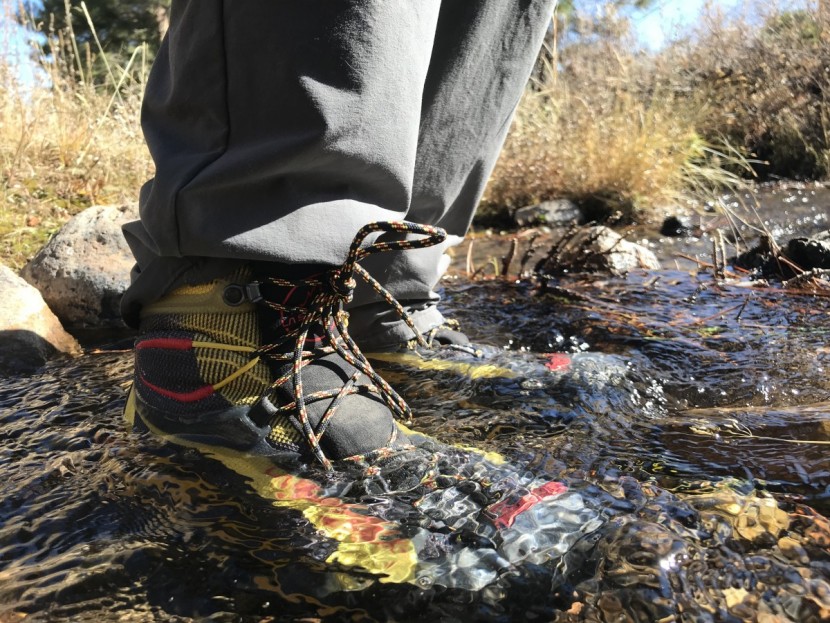 la sportiva trango tech gtx - we stood in stream water 6 inches deep and had no leakage issues.