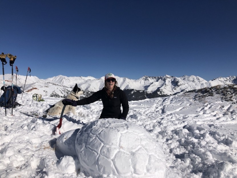 burton deluxe gore-tex for women - we also took the time to build snow sculptures while backcountry...