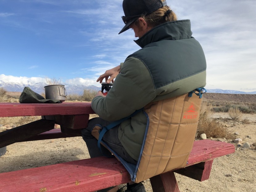 kelty camp chair - the kelty chair can be attached to a bench for added versatility.