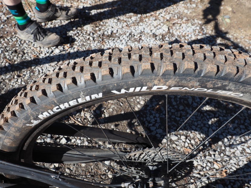 michelin wild enduro rear 2.4 - the braking/rolling knobs are fairly squared-off and spaced out...