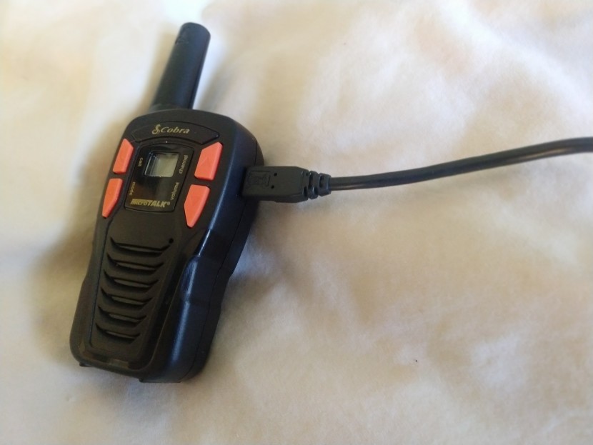 walkie talkies - we like the ability to charge the cobra with a micro usb cord.
