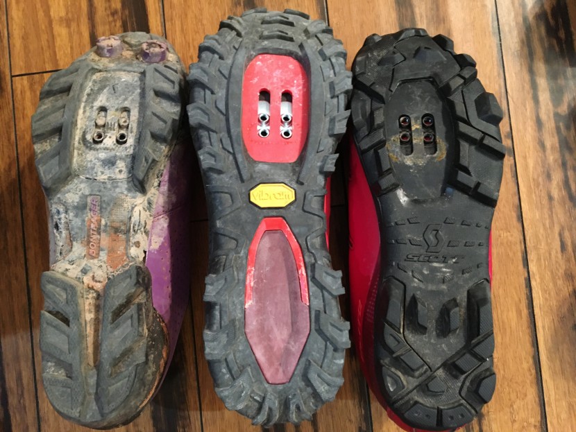 mountain bike shoes womens - all three of these soles are made of various types of rubber with a...