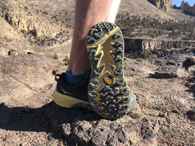 hoka speedgoat 4 - the outsole is made with vibram megagrip rubber, which is about as...
