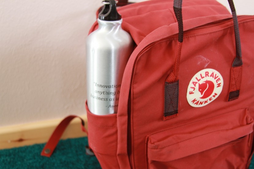 fjallraven kanken 15&quot; - our narrow water bottle does not fit when this thing is fully...