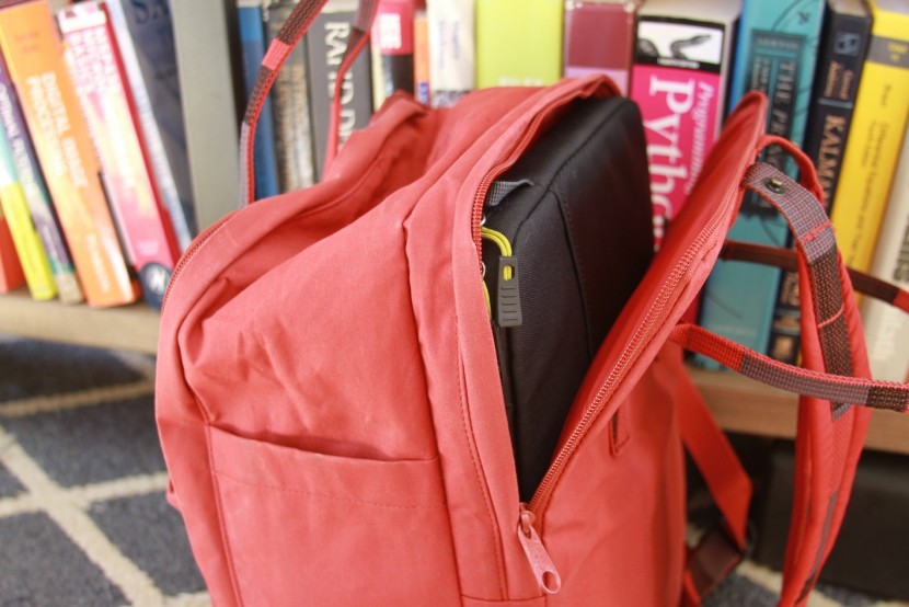 fjallraven kanken 15&quot; - here we use a 15-inch laptop sleeve to show its relative size inside...
