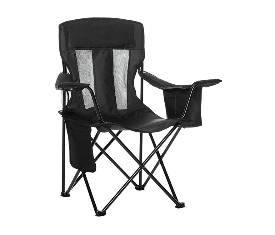 Basics Padded Folding Outdoor Camping Chair with Bag - 34 x 20 x 36  Inches, Black : : Sports & Outdoors