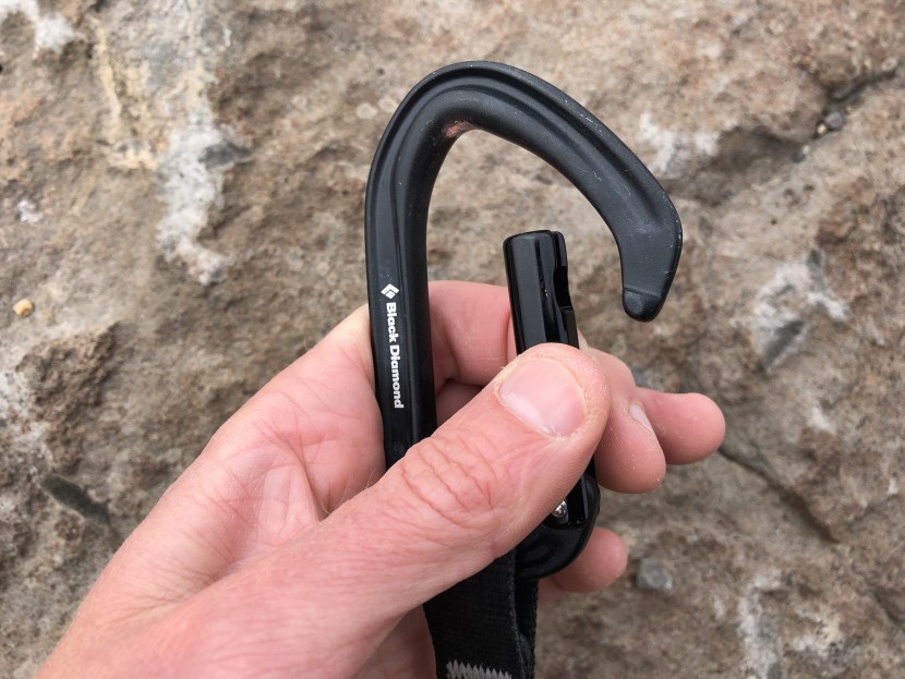 black diamond hotforge - showing the keylocking nose design on the top carabiner, which...