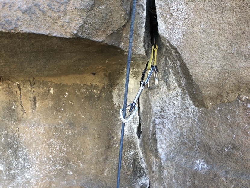 black diamond miniwire - on this pitch we used a miniwire to extend our cam placement that...