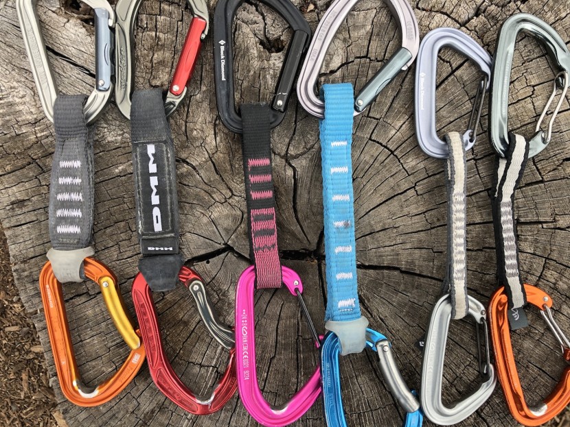 quickdraw - a closer comparison of different sling widths. from left to right...