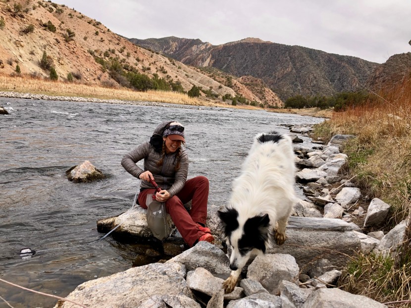 msr hyperflow microfilter - jack the dog and our main tester enjoy some freshwater in the...