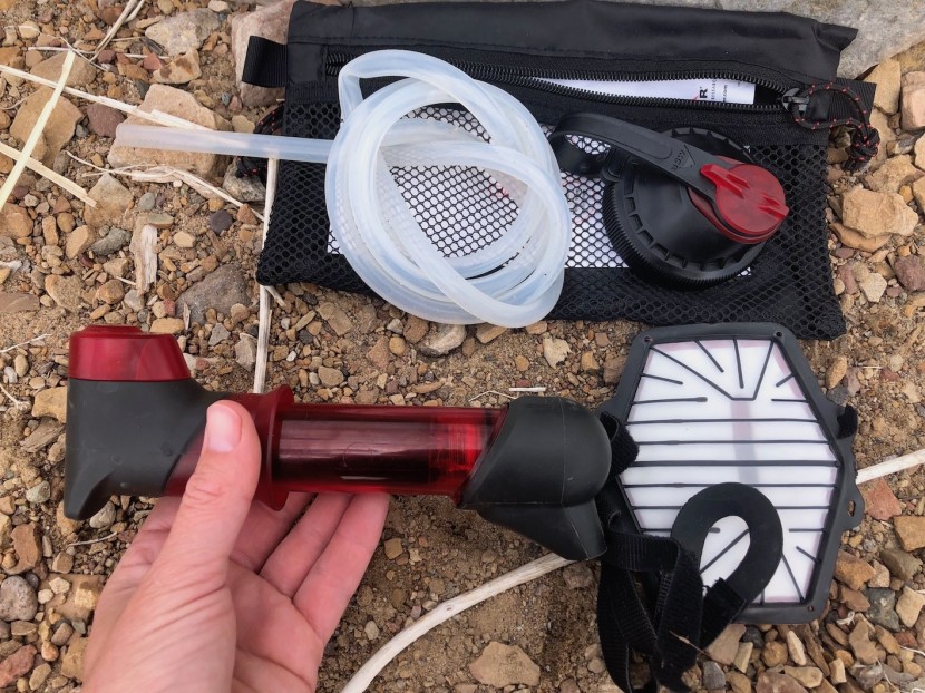 backpacking water filter - a look at all the components for the hyperflow. the whole system is...