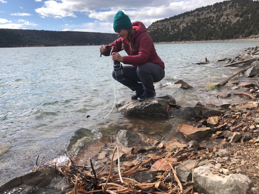 msr miniworks ex - find a nice spot, screw on your nalgene bottle and start pumping!