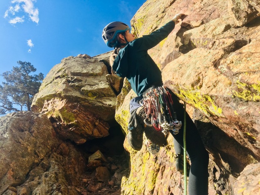 arc'teryx sigma sl anorak pullover for women - climbing multi-pitch routes in eldorado canyon in early spring often...