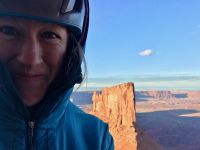 Getting ready to rappel off the summit of Castleton with the Rectory...