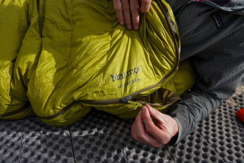 marmot hydrogen - the main zipper is an effective y-shaped design but the adjacent...