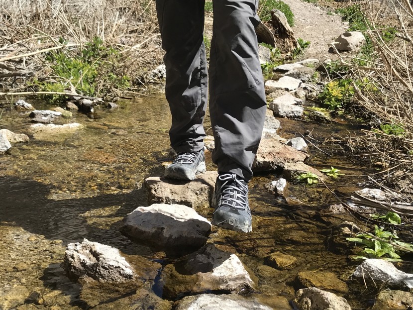 the north face ultra 109 wp - balancing on this stream crossing is made easier with a stable...